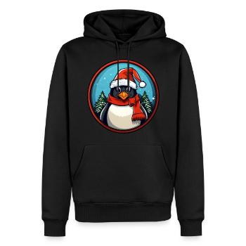 Pinguin Weihnachten - Männer Premium Bio Hoodie - Schwarz - Vorne - Nico (187cm)