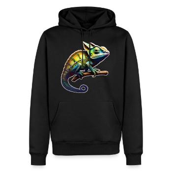 Caméléon camouflage cool - Sweat à capuche Premium bio Homme - noir - Devant - Nico (187cm)