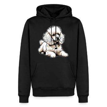 Caniche mignon - Sweat à capuche Premium bio Homme - noir - Devant - Nico (187cm)