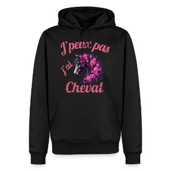 Ich kann kein Pferd haben - Männer Premium Bio Hoodie - Schwarz - Vorne - Nico (187cm)