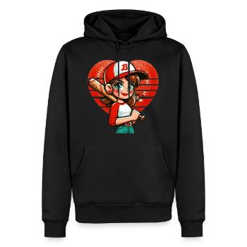 Fröhlicher Baseball-Mädchen-Champion - Männer Premium Bio Hoodie - Schwarz - Vorne - Nico (187cm)