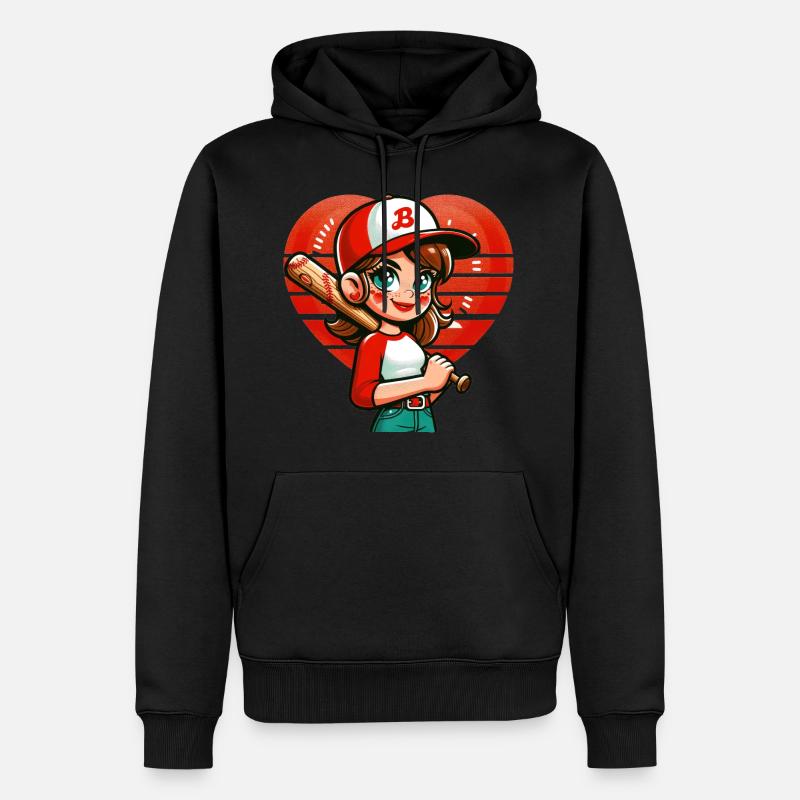 Fröhlicher Baseball-Mädchen-Champion - Männer Premium Bio Hoodie - Schwarz