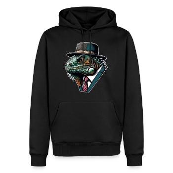 Leguan - Männer Premium Bio Hoodie - Schwarz - Vorne - Nico (187cm)