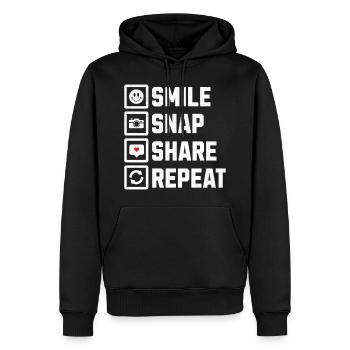 Eat Sleep Photography Repeat - Fotograf - Männer Premium Bio Hoodie - Schwarz - Vorne - Nico (187cm)