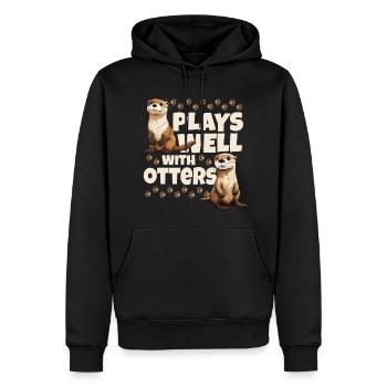 Spielt gut mit Ottern Niedliches Tier - Männer Premium Bio Hoodie - Schwarz - Vorne - Nico (187cm)