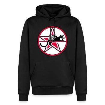 Atomic Utopia - Cat Star - Men’s Premium Organic Hoodie - black - Front - Nico (187cm)