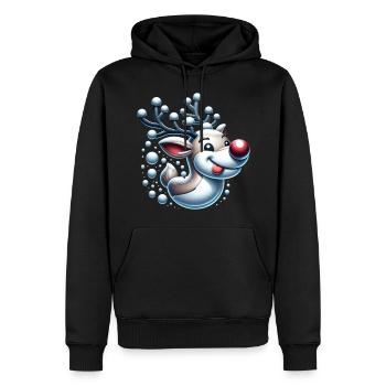 Drôle Renne Noël Noël - Sweat à capuche Premium bio Homme - noir - Devant - Nico (187cm)