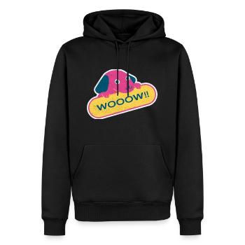Dog wooow graphic - Men’s Premium Organic Hoodie - black - Front - Nico (187cm)