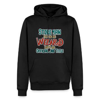 Storeman Wizard - Männer Premium Bio Hoodie - Schwarz - Vorne - Nico (187cm)