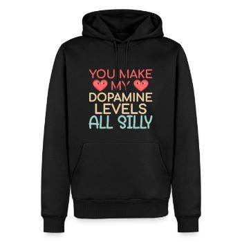 Pharmacie Saint-Valentin Niveaux de dopamine - Sweat à capuche Premium bio Homme - noir - Devant - Nico (187cm)