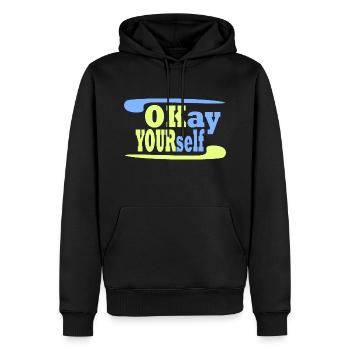 Okay Yourself 2 - Men’s Premium Organic Hoodie - black - Front - Nico (187cm)