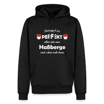 Haßberge in Franken - Männer Premium Bio Hoodie - Schwarz - Vorne - Nico (187cm)