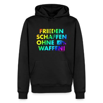 Frieden schaffen ohne Waffen! - Männer Premium Bio Hoodie - Schwarz - Vorne - Nico (187cm)