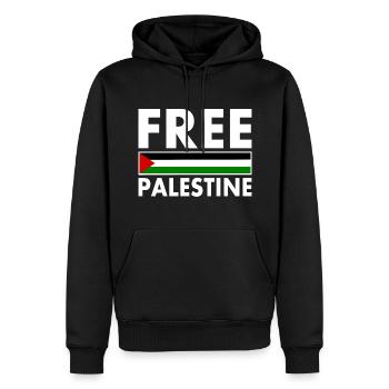 Free palestine - Sweat à capuche Premium bio Homme - noir - Devant - Nico (187cm)