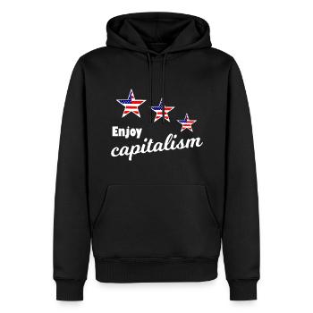 Geniese den Kapitalismus - Männer Premium Bio Hoodie - Schwarz - Vorne - Nico (187cm)
