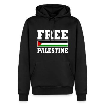 Free palestine - Sweat à capuche Premium bio Homme - noir - Devant - Nico (187cm)