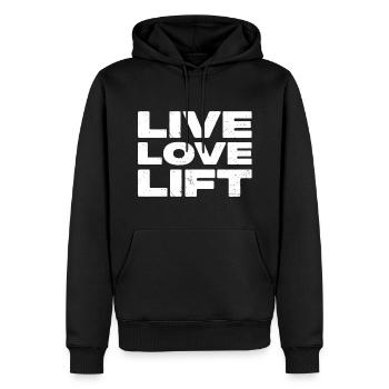 Live Love Lift - Citation fitness - Sweat à capuche Premium bio Homme - noir - Devant - Nico (187cm)