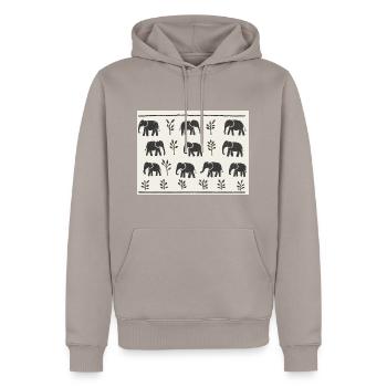 Elephants Yoruba(avec fond blanc) - Sweat à capuche Premium bio Homme - taupe - Devant - Nico (187cm)