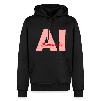 Powered by AI - Men’s Premium Organic Hoodie - black - Front - Nico (187cm)
