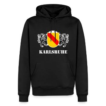 Karlsruhe in Nordbaden - Männer Premium Bio Hoodie - Schwarz - Vorne - Nico (187cm)