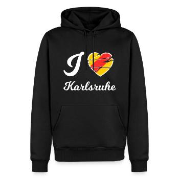 Die Unterstützer in Karlsruhe - Männer Premium Bio Hoodie - Schwarz - Vorne - Nico (187cm)