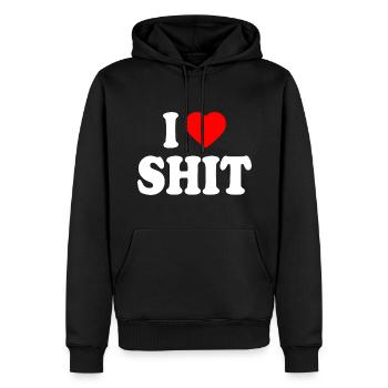 I love shit - Sweat à capuche Premium bio Homme - noir - Devant - Nico (187cm)