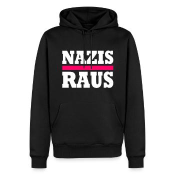 Nazis raus - Männer Premium Bio Hoodie - Schwarz - Vorne - Nico (187cm)