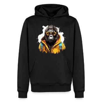 Roi de la jungle urbaine. Gorille dans le style graffiti. - Sweat à capuche Premium bio Homme - noir - Devant - Nico (187cm)