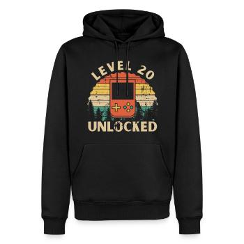 Level 20 freigeschaltet - Männer Premium Bio Hoodie - Schwarz - Vorne - Nico (187cm)