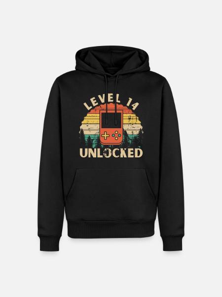Level 14 Unlocked - Men’s Premium Organic Hoodie - black