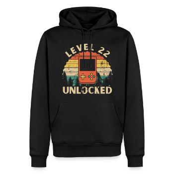 Level 22 Unlocked - Sweat à capuche Premium bio Homme - noir - Devant - Nico (187cm)