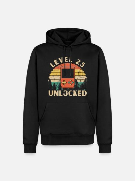Level 25 Unlocked - Sweat à capuche Premium bio Homme - noir