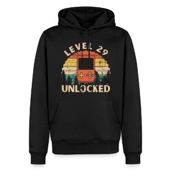 Level 29 freigeschaltet - Männer Premium Bio Hoodie - Schwarz - Vorne - Nico (187cm)