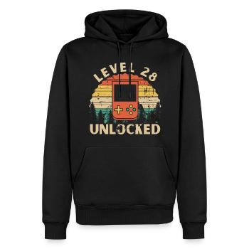 Level 28 Unlocked - Sweat à capuche Premium bio Homme - noir - Devant - Nico (187cm)
