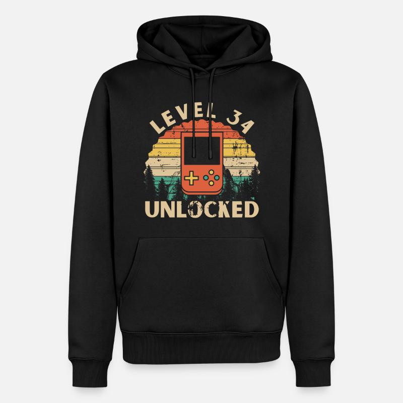 Level 34 Unlocked - Sweat à capuche Premium bio Homme - noir