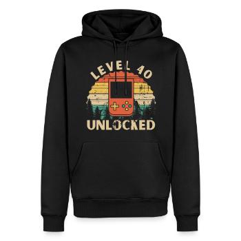 Level 40 Unlocked - Sweat à capuche Premium bio Homme - noir - Devant - Nico (187cm)