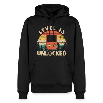 Level 43 freigeschaltet - Männer Premium Bio Hoodie - Schwarz - Vorne - Nico (187cm)