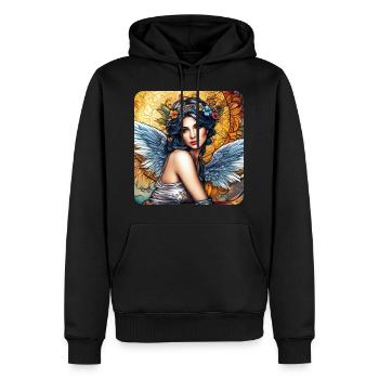 Engel mit Blumen - Männer Premium Bio Hoodie - Schwarz - Vorne - Nico (187cm)