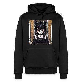 Mystérieuse fille gothique cool - Sweat à capuche Premium bio Homme - noir - Devant - Nico (187cm)