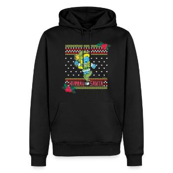 Les Schtroumpfs Schtroumpfette Hurrah For Santa - Sweat à capuche Premium bio Homme - noir - Devant - Nico (187cm)
