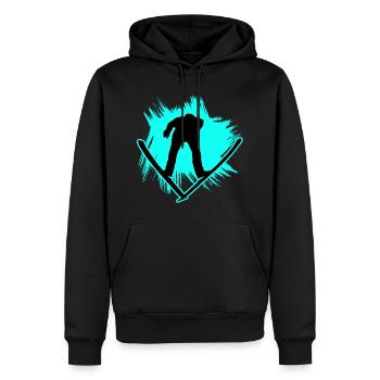 Saut à ski - Sweat à capuche Premium bio Homme - noir - Devant - Nico (187cm)