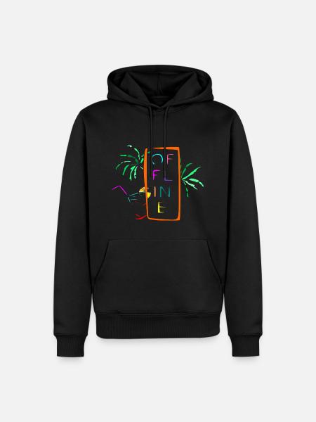 mehrfarbige Offline-Linie - Männer Premium Bio Hoodie - Schwarz