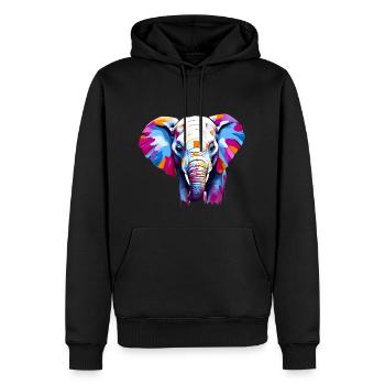 Beautiful elephant head. Vibrant elephant portrait - Men’s Premium Organic Hoodie - black - Front - Nico (187cm)
