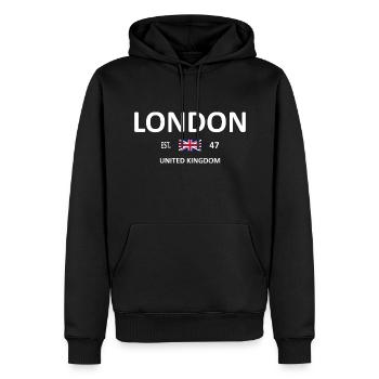 LONDON - Men’s Premium Organic Hoodie - black - Front - Nico (187cm)
