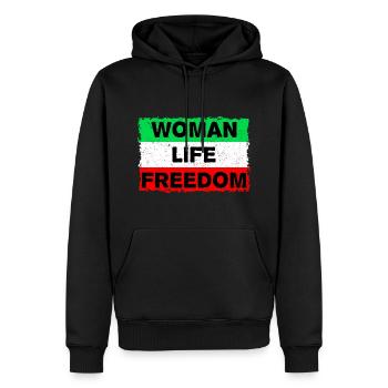 Woman, Life, Freedom | For the women in Iran - Men’s Premium Organic Hoodie - black - Front - Nico (187cm)
