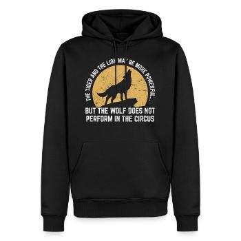 The Wolf Does Not Perform In The Circus - Men’s Premium Organic Hoodie - black - Front - Nico (187cm)