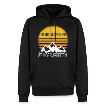 Mehr Wandern Weniger Arbeiten! - Berge Bergsteigen - Männer Premium Bio Hoodie - Schwarz - Vorne - Nico (187cm)