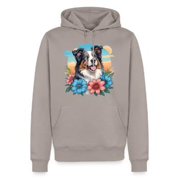 Berger australien - Sweat à capuche Premium bio Homme - taupe - Devant - Nico (187cm)