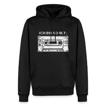 I’m So Old - Cassette - Lumineux - Sweat à capuche Premium bio Homme - noir - Devant - Nico (187cm)
