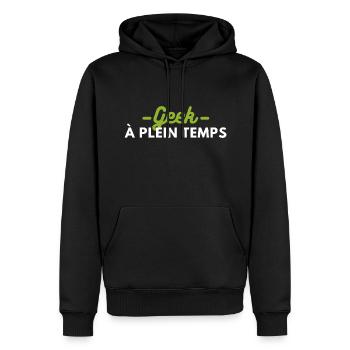 Geek à plein temps - Sweat à capuche Premium bio Homme - noir - Devant - Nico (187cm)